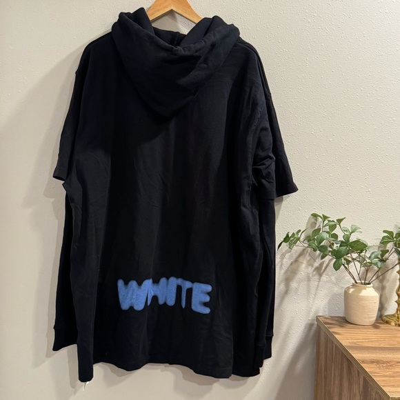 Off-White Virgil Abloh XL Black Layered Long Sleeve Hoodie Streetwear Authentic - Picture 2 of 8